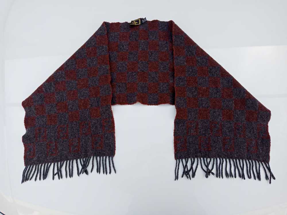 Fendi × Luxury Fendi Checkered Wool Scarf Made in… - image 1