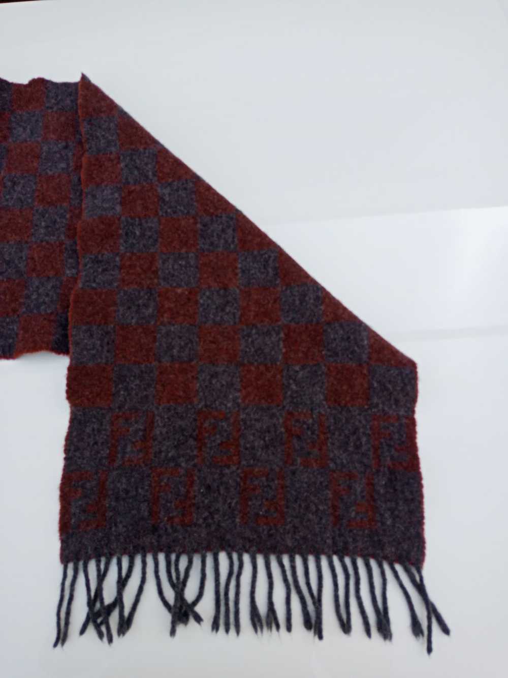 Fendi × Luxury Fendi Checkered Wool Scarf Made in… - image 3