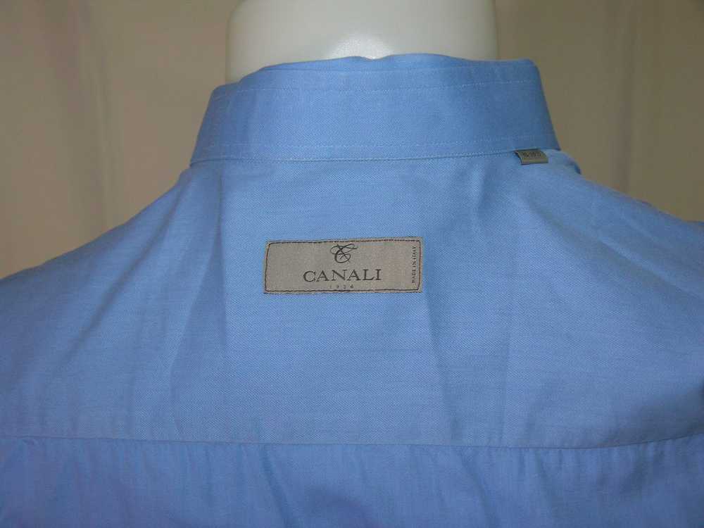 Canali 1934 Blue Grosgrain Spread Collar Dress Sh… - image 9