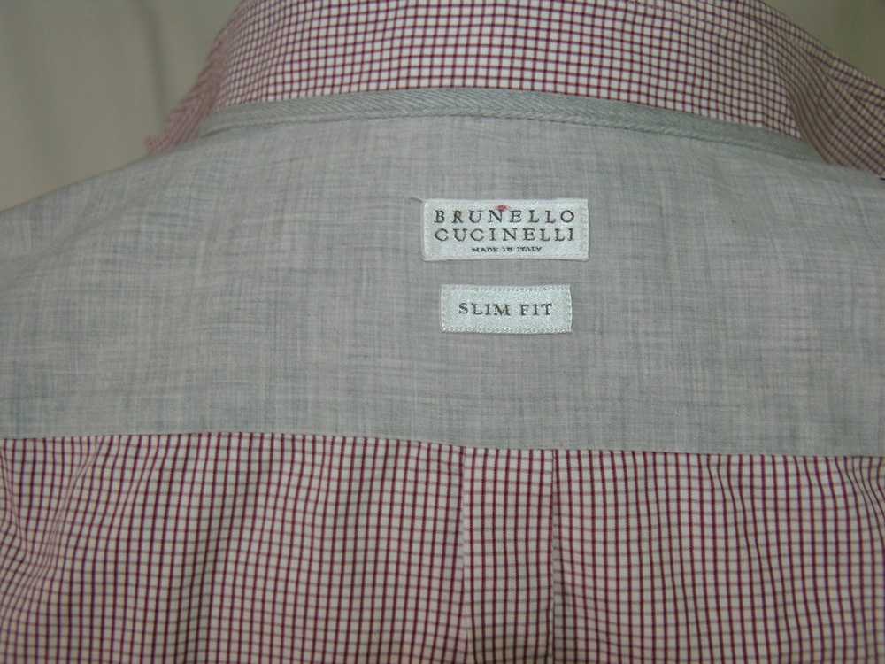 Brunello Cucinelli Dark Red Windowpane Check Slim… - image 9