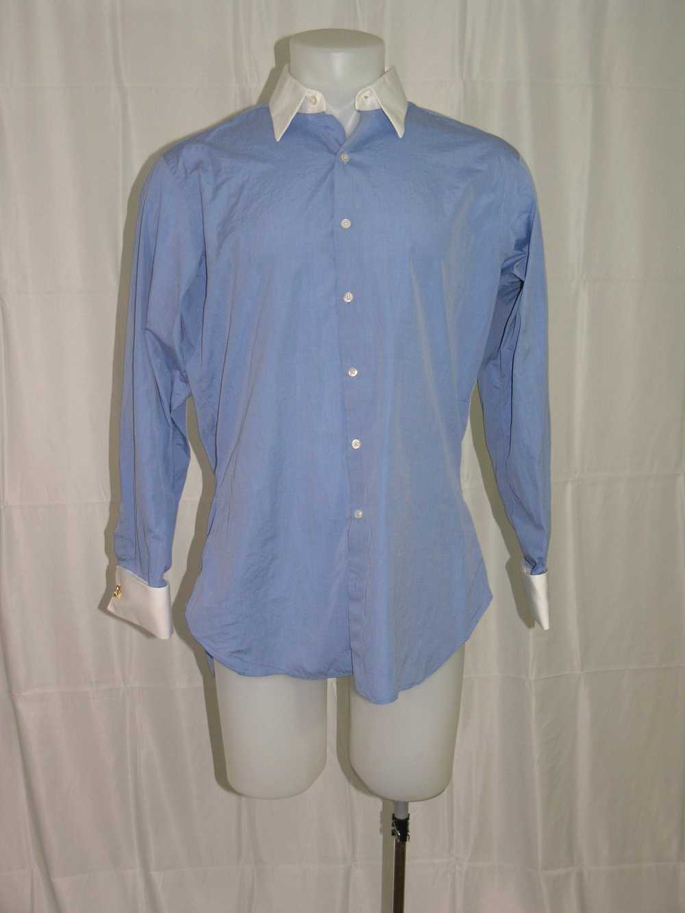 Custom × Hamilton Shirt Co. Solid Blue Contrast C… - image 1