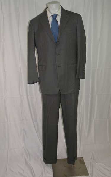 Ermenegildo Zegna Vintage Gray Chevron Weave Three