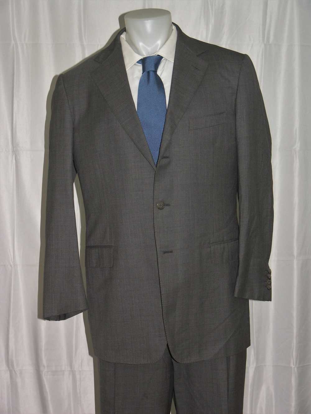 Ermenegildo Zegna Vintage Gray Chevron Weave Thre… - image 3