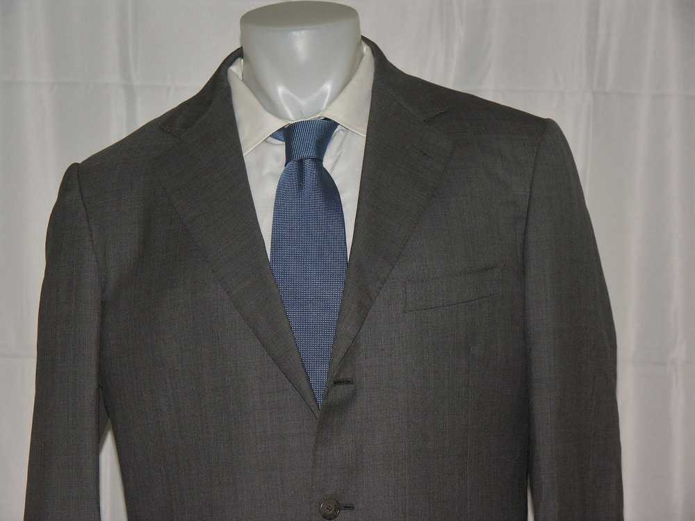 Ermenegildo Zegna Vintage Gray Chevron Weave Thre… - image 4