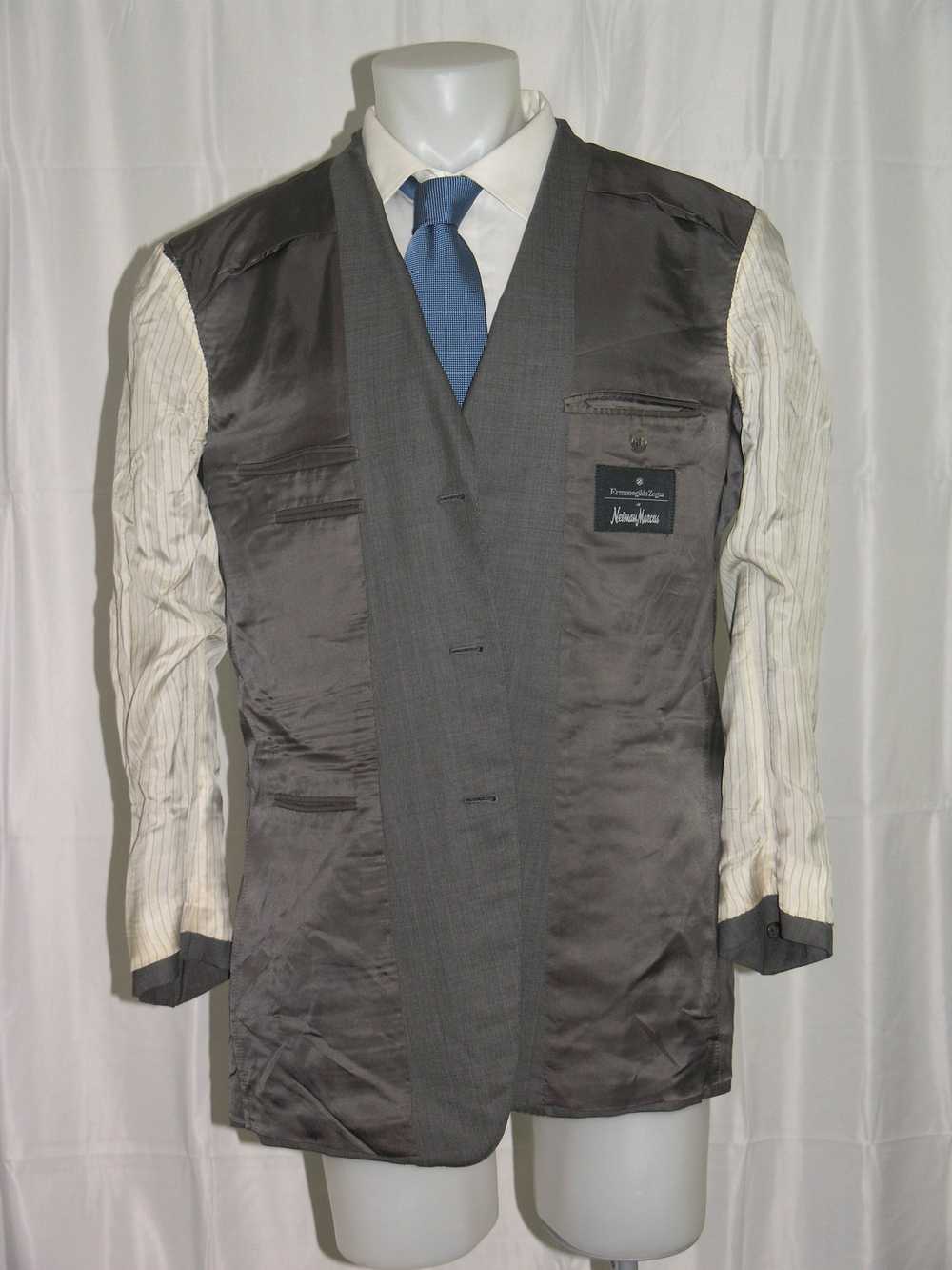 Ermenegildo Zegna Vintage Gray Chevron Weave Thre… - image 9