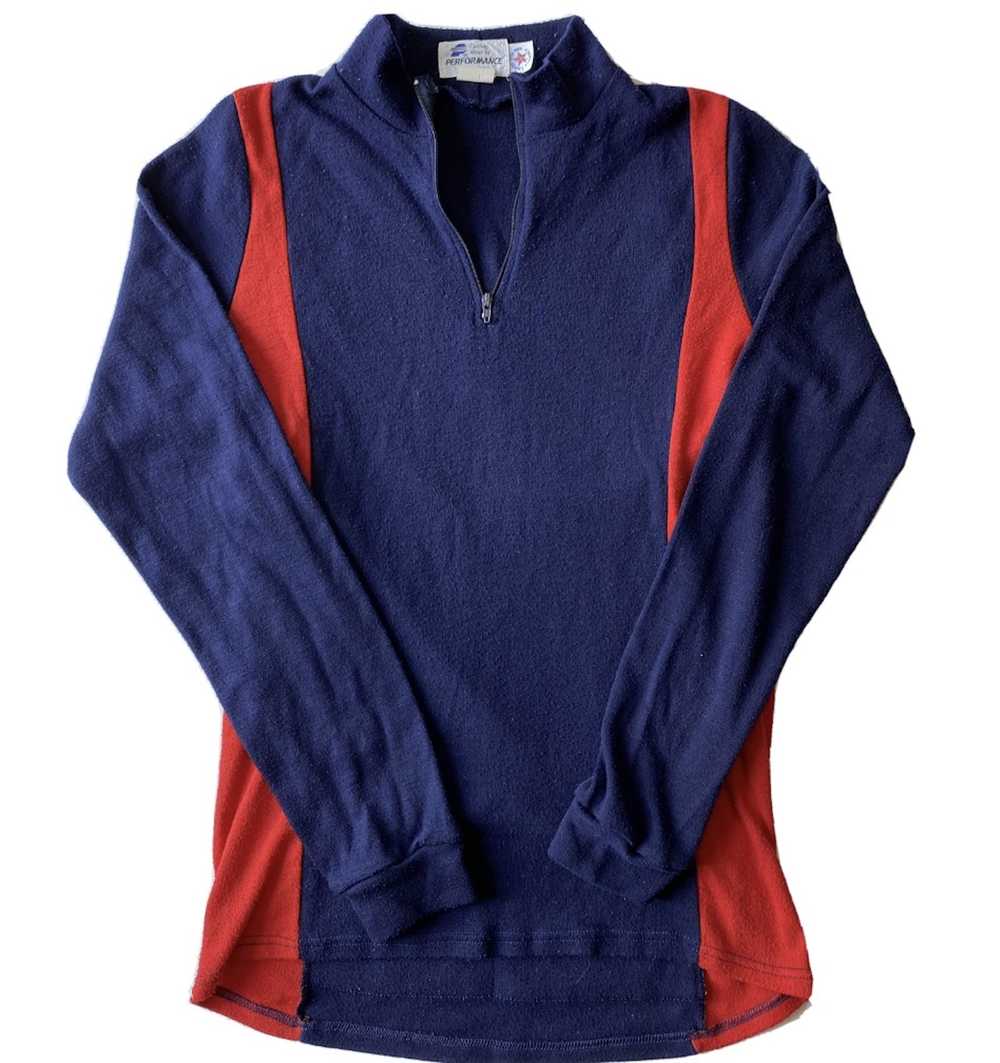 Vintage Vintage PERFORMANCE Red/Blue Quarter Zip … - image 1