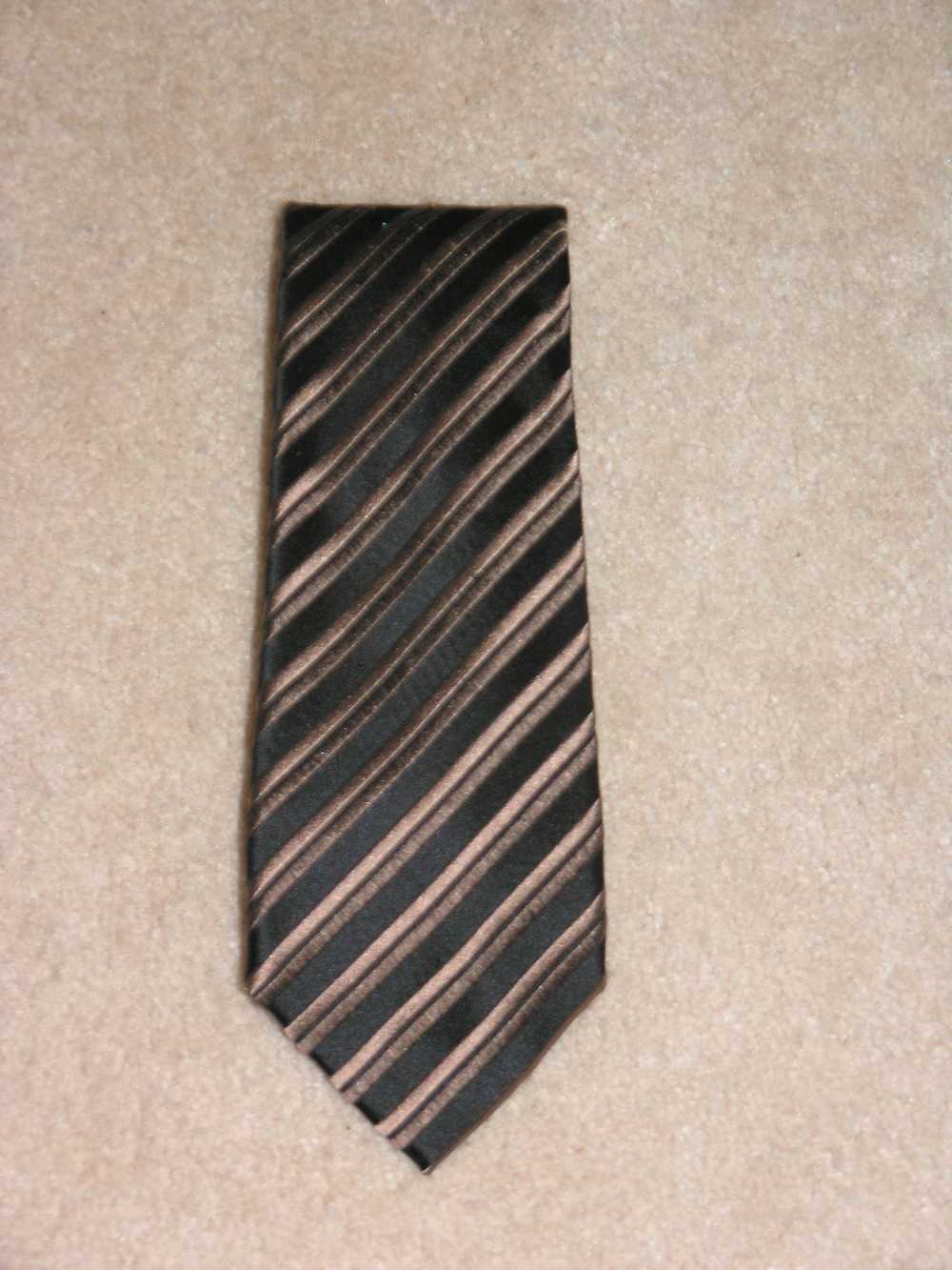 Charvet Black Striped Wide Silk Tie - image 1