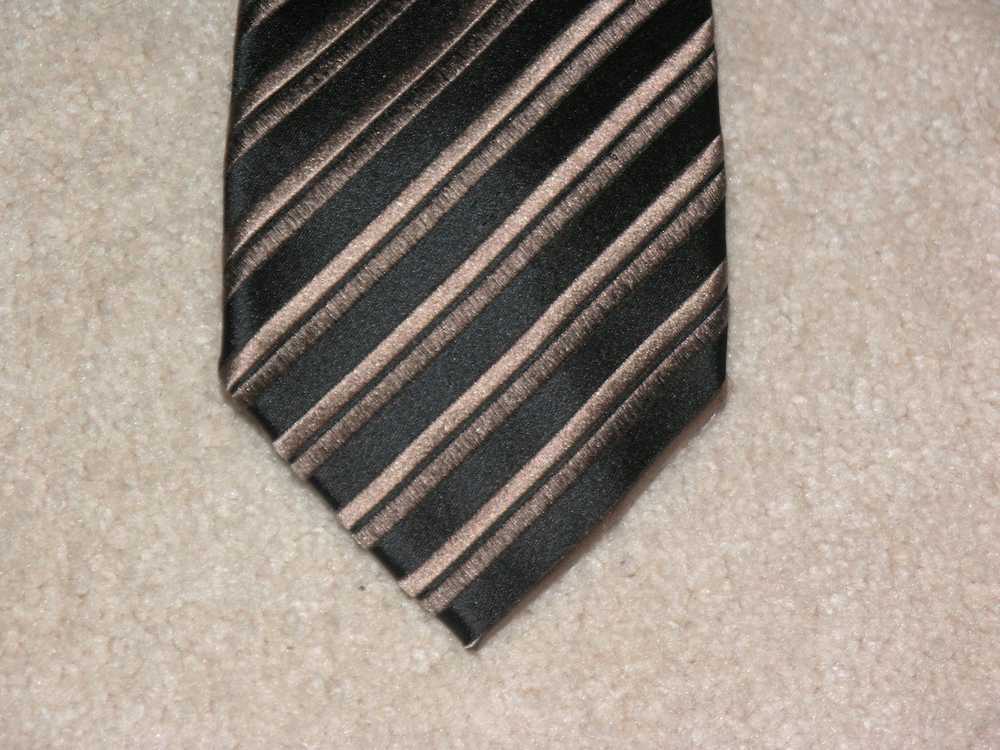 Charvet Black Striped Wide Silk Tie - image 2