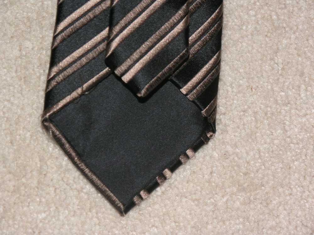 Charvet Black Striped Wide Silk Tie - image 5