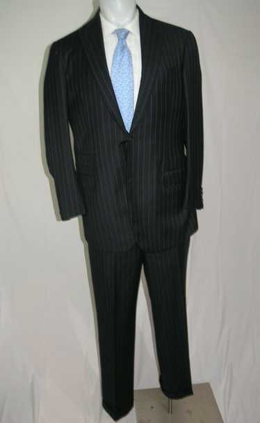 David Chu Bespoke Flat Front Two Button Suit 42R