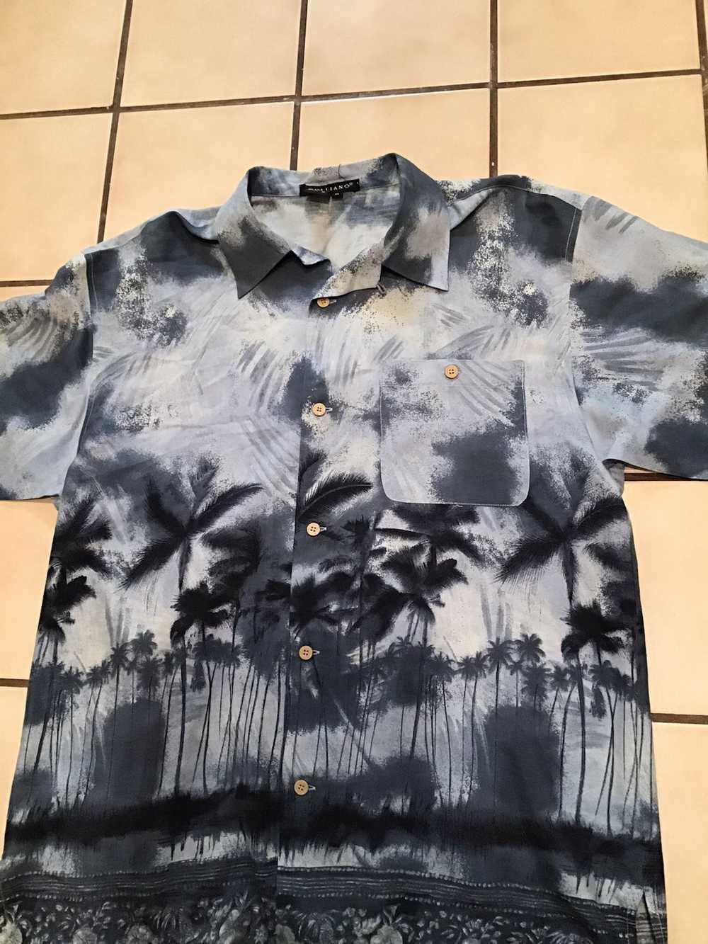 Vintage VTG Tulliano Silk Palm Tree Button Camp L… - image 11