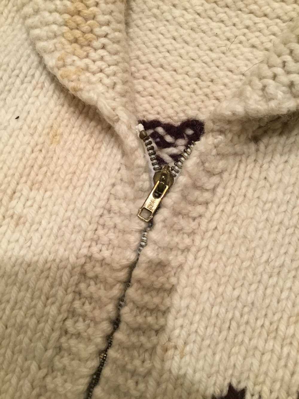 Vintage VTG 60s Cowichan Knit Moose Shawl Collar … - image 9