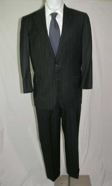 Ermenegildo Zegna Vintage Charcoal Striped Flannel