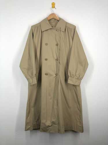 1970s - 1980s Tan Beige YSLR Yves Saint Laurent Double-Breasted Belted  Trench Coat - 42/Tall