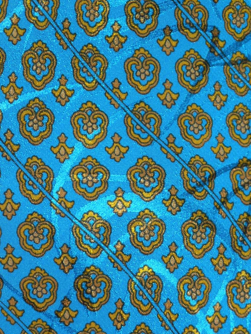 Brioni Royal Motif Turquoise Classic Width Silk T… - image 3