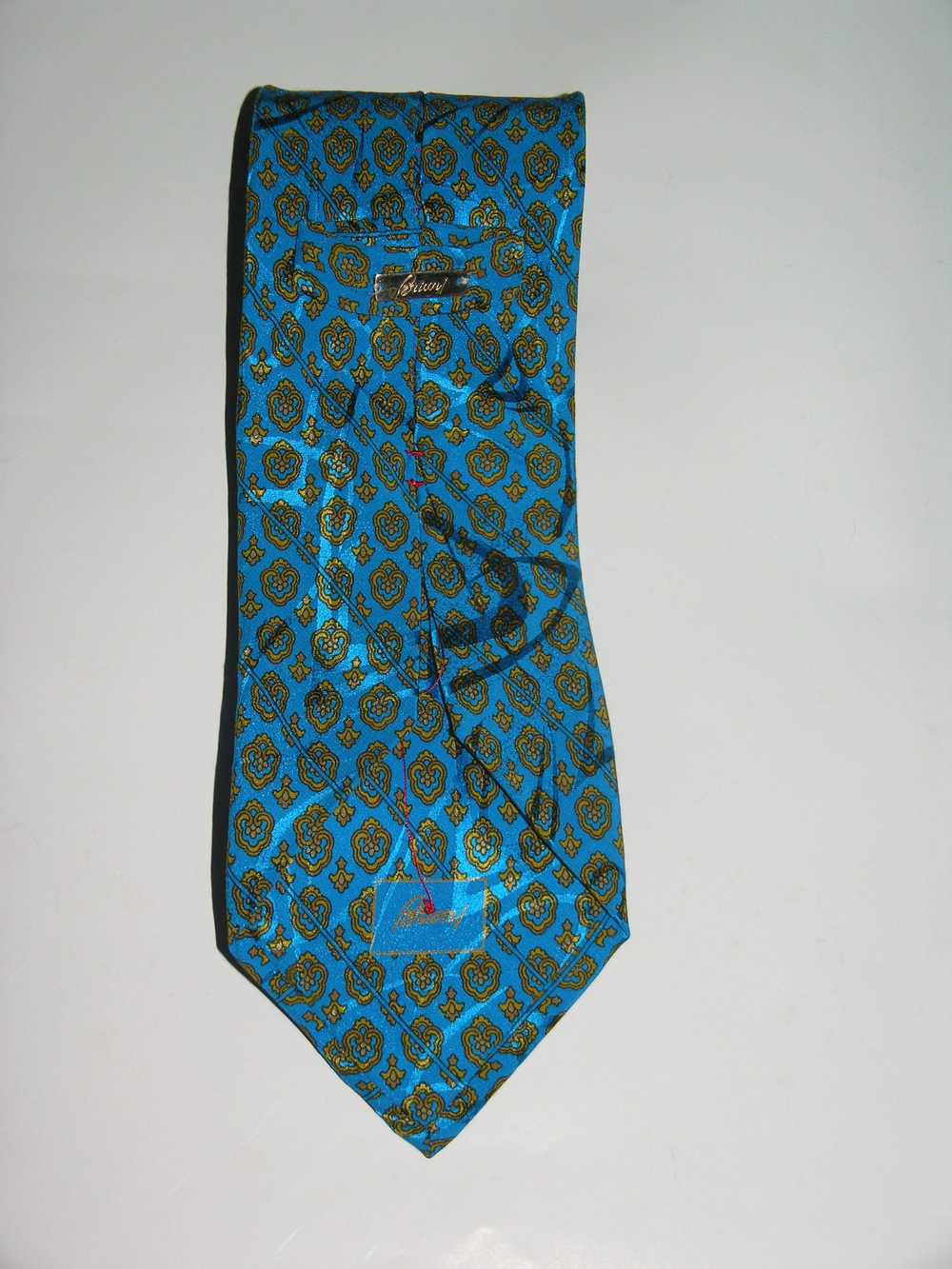 Brioni Royal Motif Turquoise Classic Width Silk T… - image 4