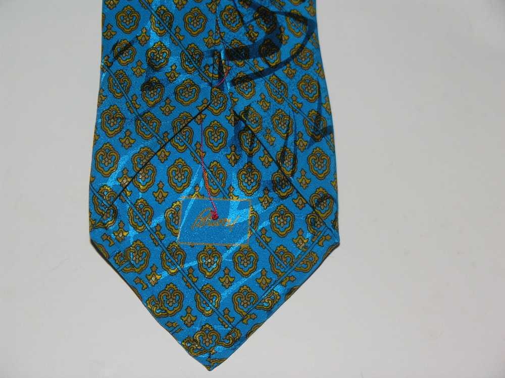 Brioni Royal Motif Turquoise Classic Width Silk T… - image 5