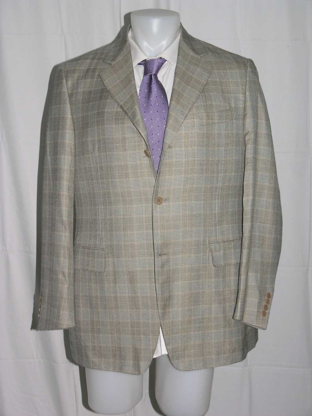 Canali Prince of Wales Silk Blend Three Button Bl… - image 1