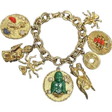 Vintage Asian Theme Chunky Charm Bracelet