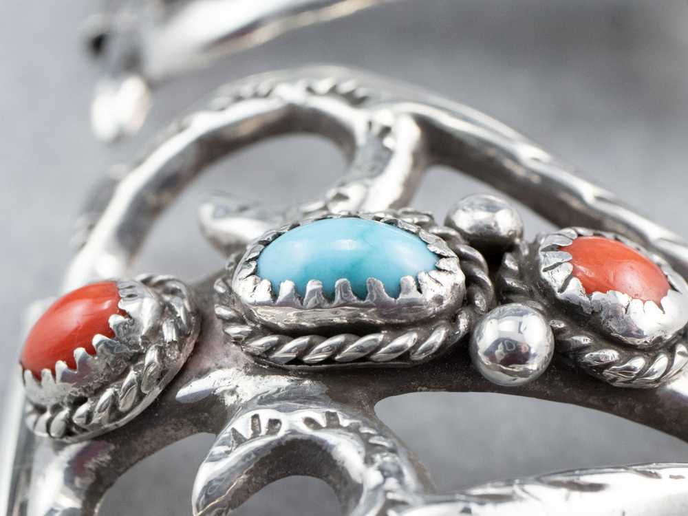 Sterling Silver Turquoise and Coral Watch Tips - image 10