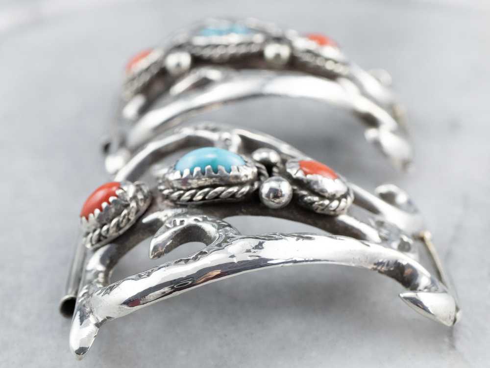 Sterling Silver Turquoise and Coral Watch Tips - image 5