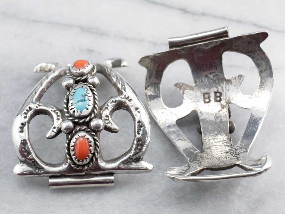 Sterling Silver Turquoise and Coral Watch Tips - image 7