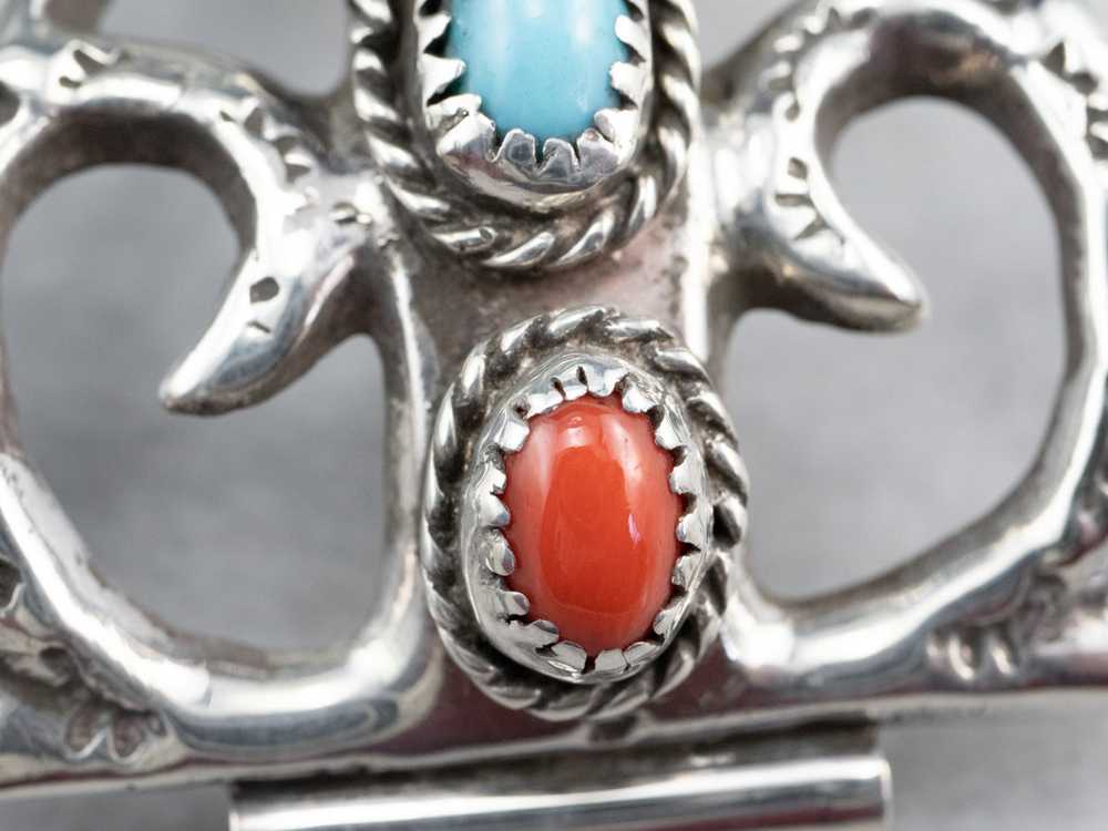Sterling Silver Turquoise and Coral Watch Tips - image 9