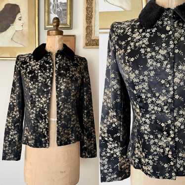 Y2K Black Floral Brocade Jacket - Size M - image 1