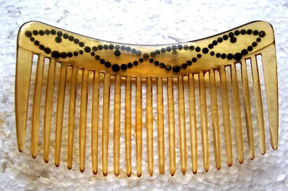 Three blonde celluloid hair combs early 20th cent… - image 11