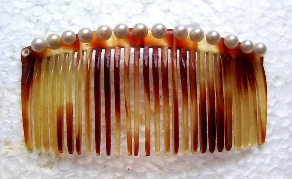 Three blonde celluloid hair combs early 20th cent… - image 5