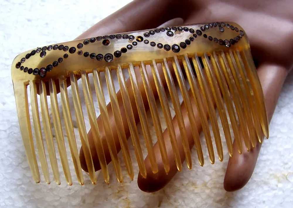 Three blonde celluloid hair combs early 20th cent… - image 8