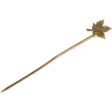 10K Diamond Cut Maple Leaf Vintage Stick Pin Yello