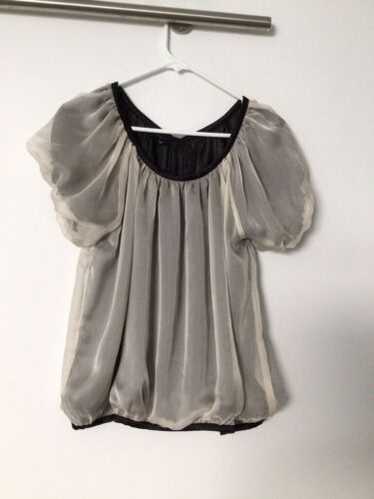 RYU Anthropologie M Cream Sheer Black  Back  Has B