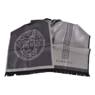 Versace Baroccodile Print Silk Square Scarf in Black-Waterlily