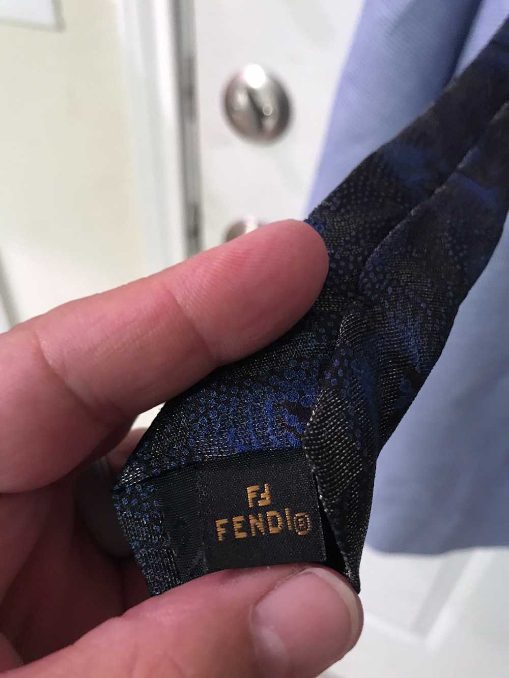Fendi Floral shimmer silk tie (Royal,Grey, Black) - image 6