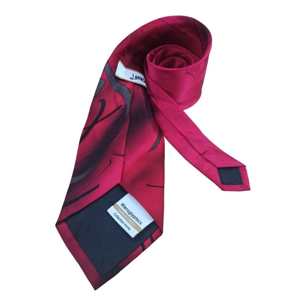 Designer JERRY GARCIA Red Art Silk Tie 59"/ 4.1" … - image 5