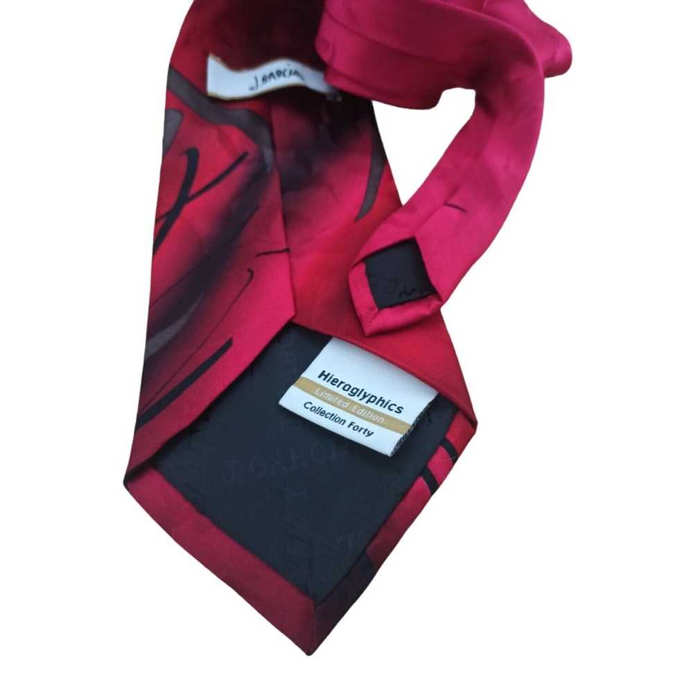 Designer JERRY GARCIA Red Art Silk Tie 59"/ 4.1" … - image 6