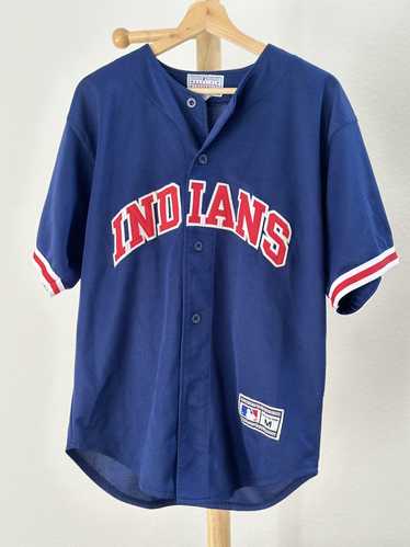 Vintage CLEVELAND INDIANS Jersey Sewn Stitched MLB Blue Red White Men's  Size XL