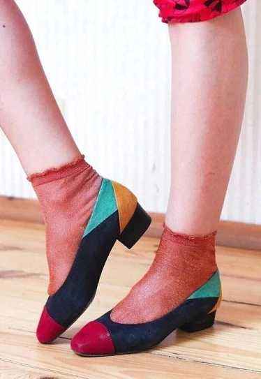 Bright colourful colour block vintage shoes