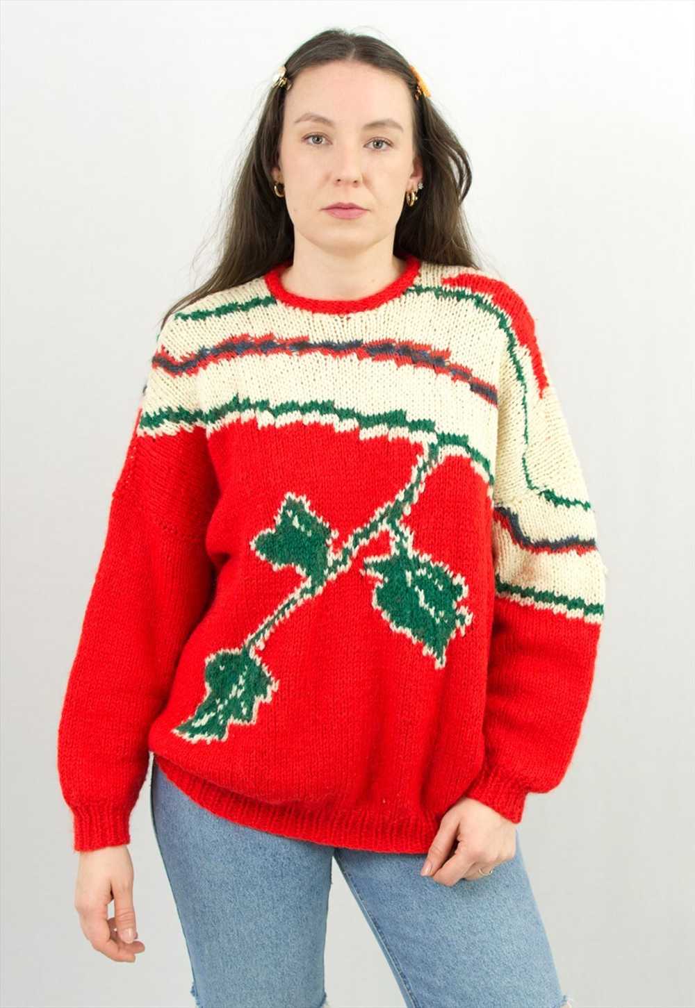 Vintage oversized sweater in multi colour jumper - image 2