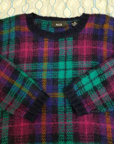 Vintage Vintage 80s Mohair Wool Blend Plaid Sweate