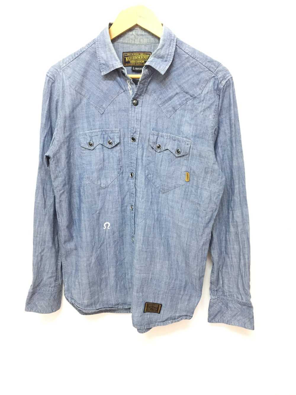 Neighborhood chambray western snap button shirt - image 1