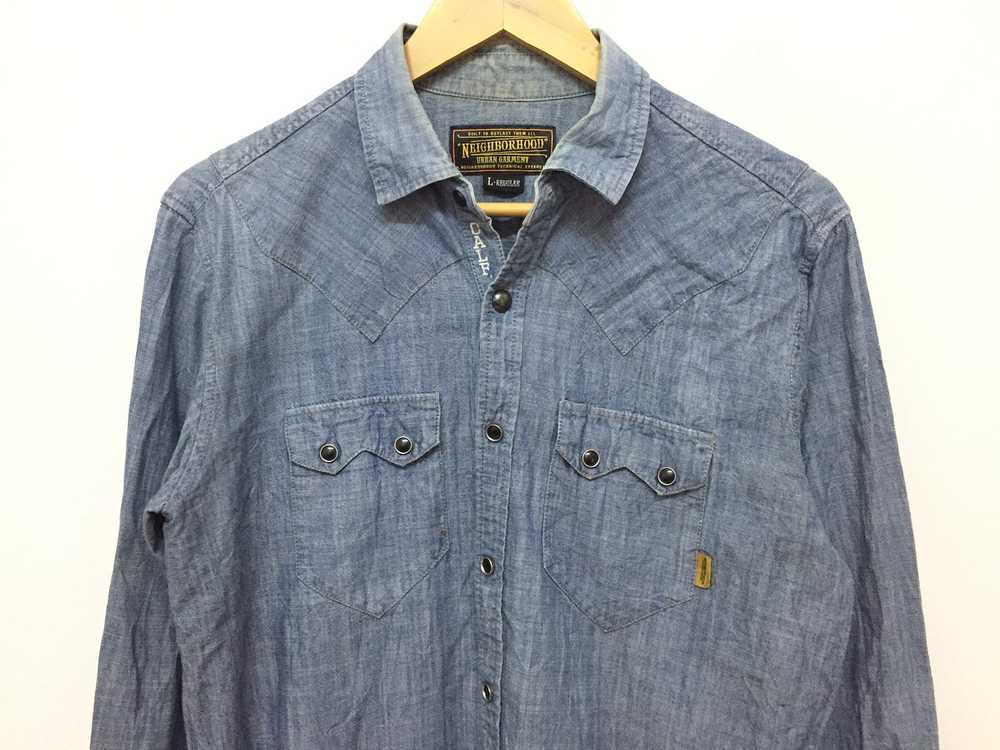 Neighborhood chambray western snap button shirt - image 3