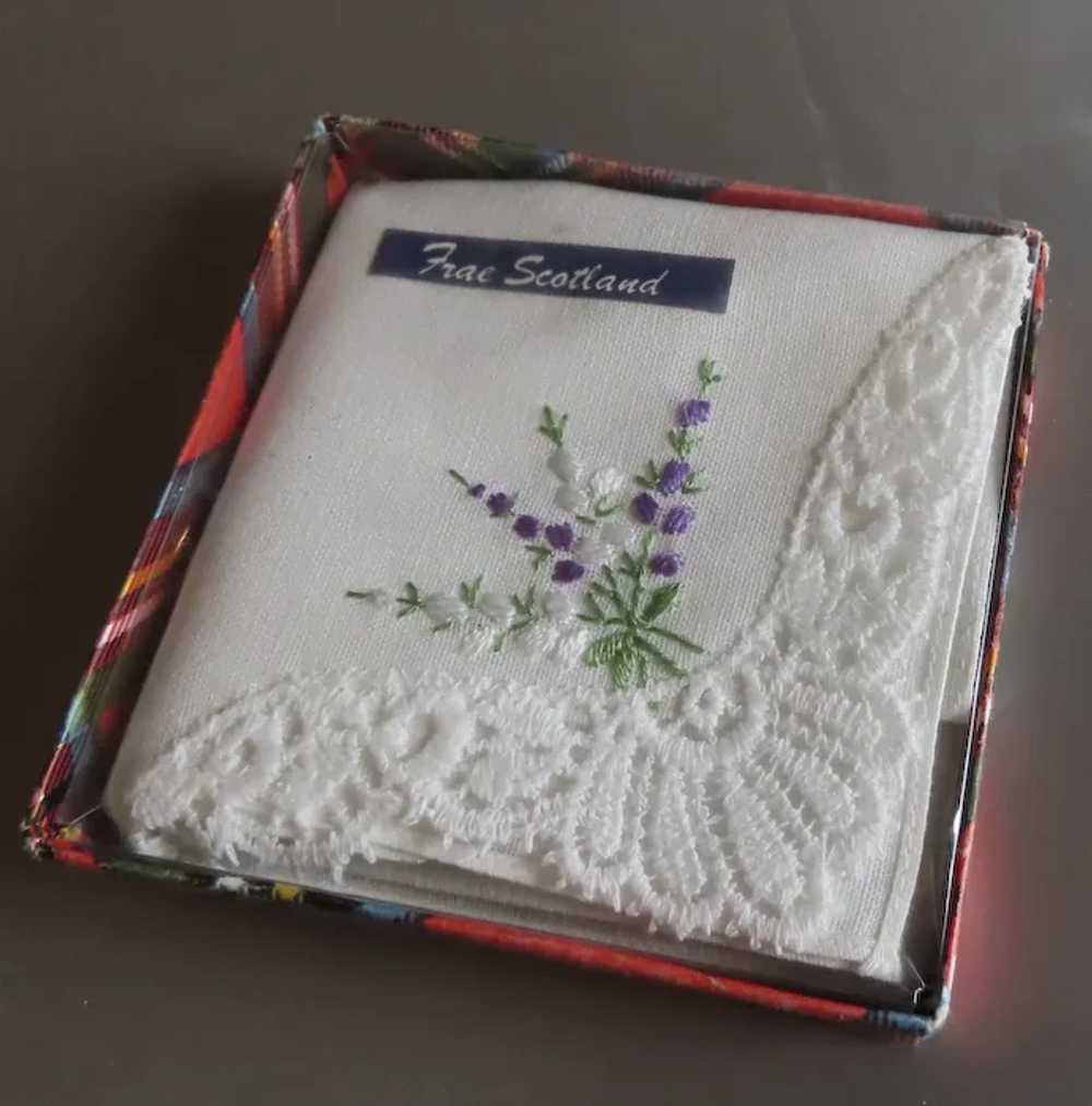 Vintage Scottish Purple Flower Hankie Handkerchie… - image 3