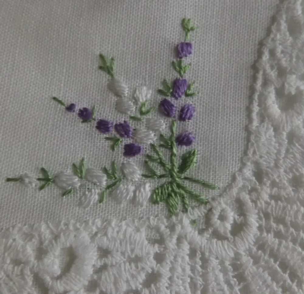 Vintage Scottish Purple Flower Hankie Handkerchie… - image 4