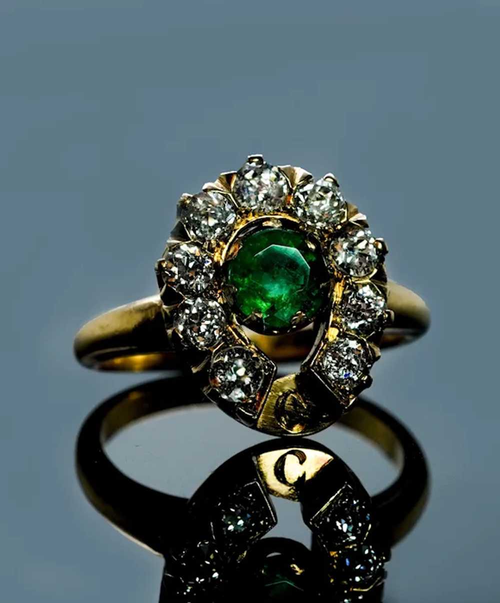 Antique Edwardian Old European Diamond Emerald Ho… - image 2