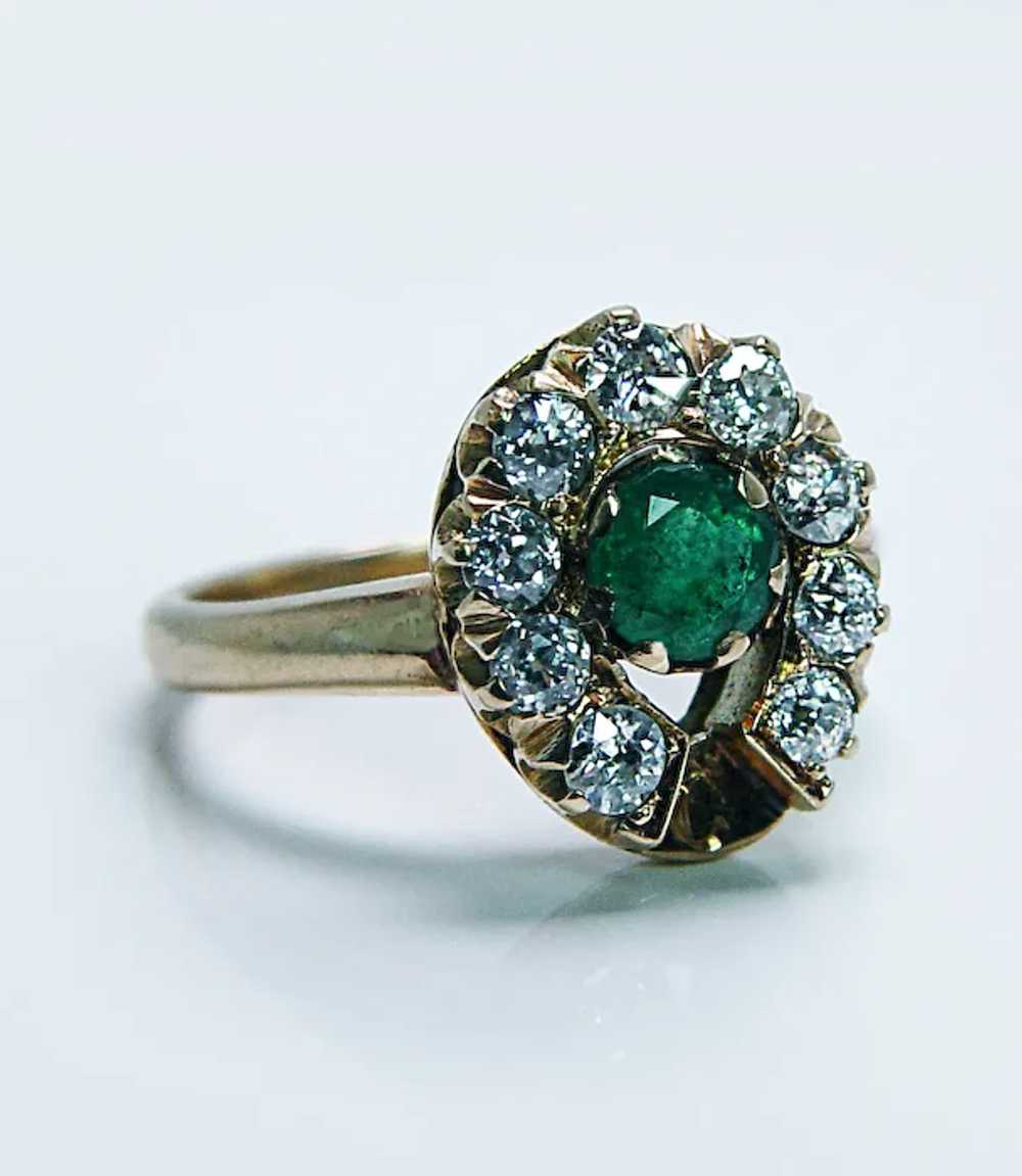 Antique Edwardian Old European Diamond Emerald Ho… - image 4