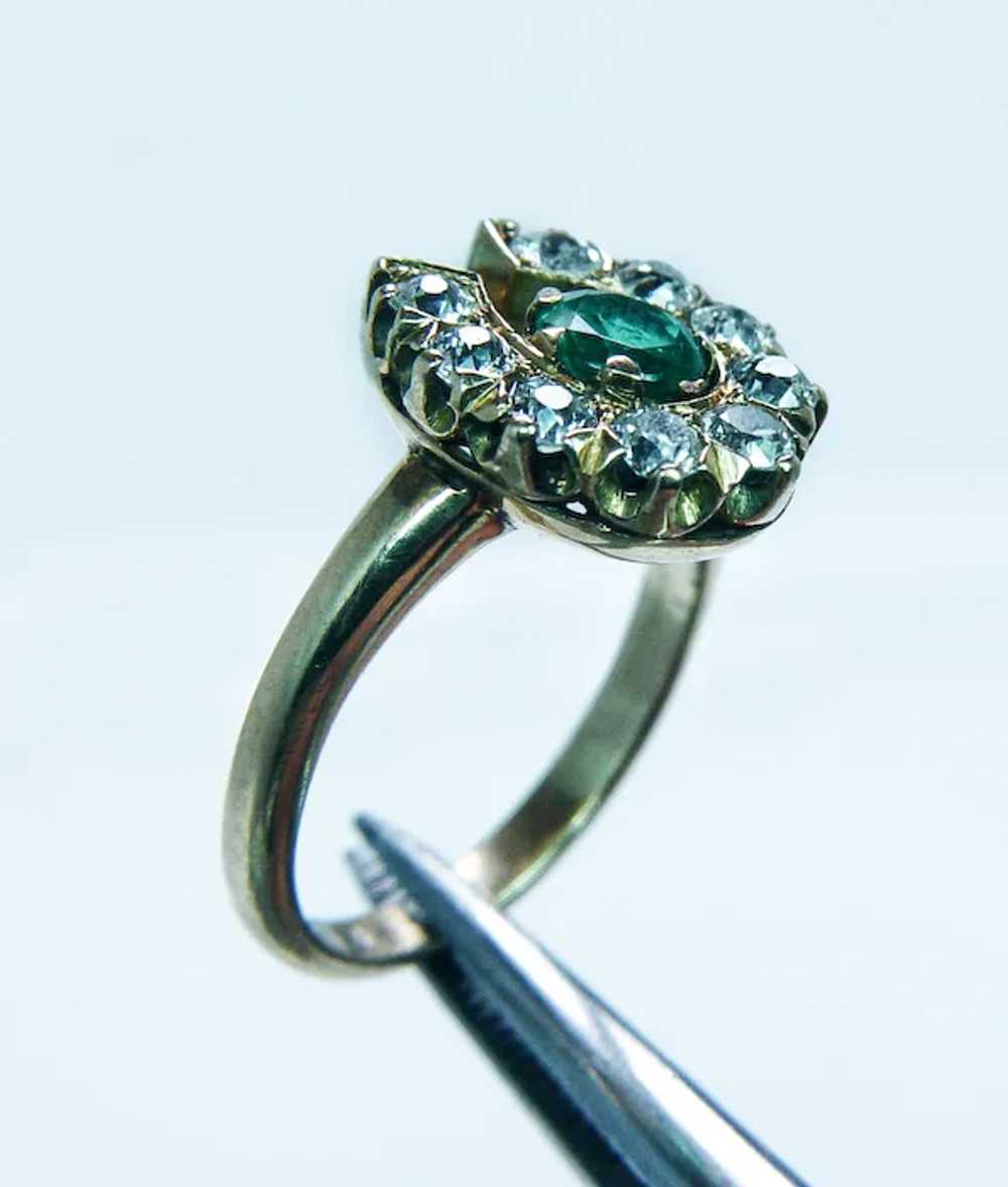 Antique Edwardian Old European Diamond Emerald Ho… - image 5