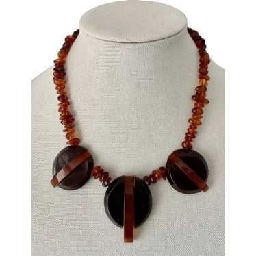 Amber and Lucite Necklace - Stunning