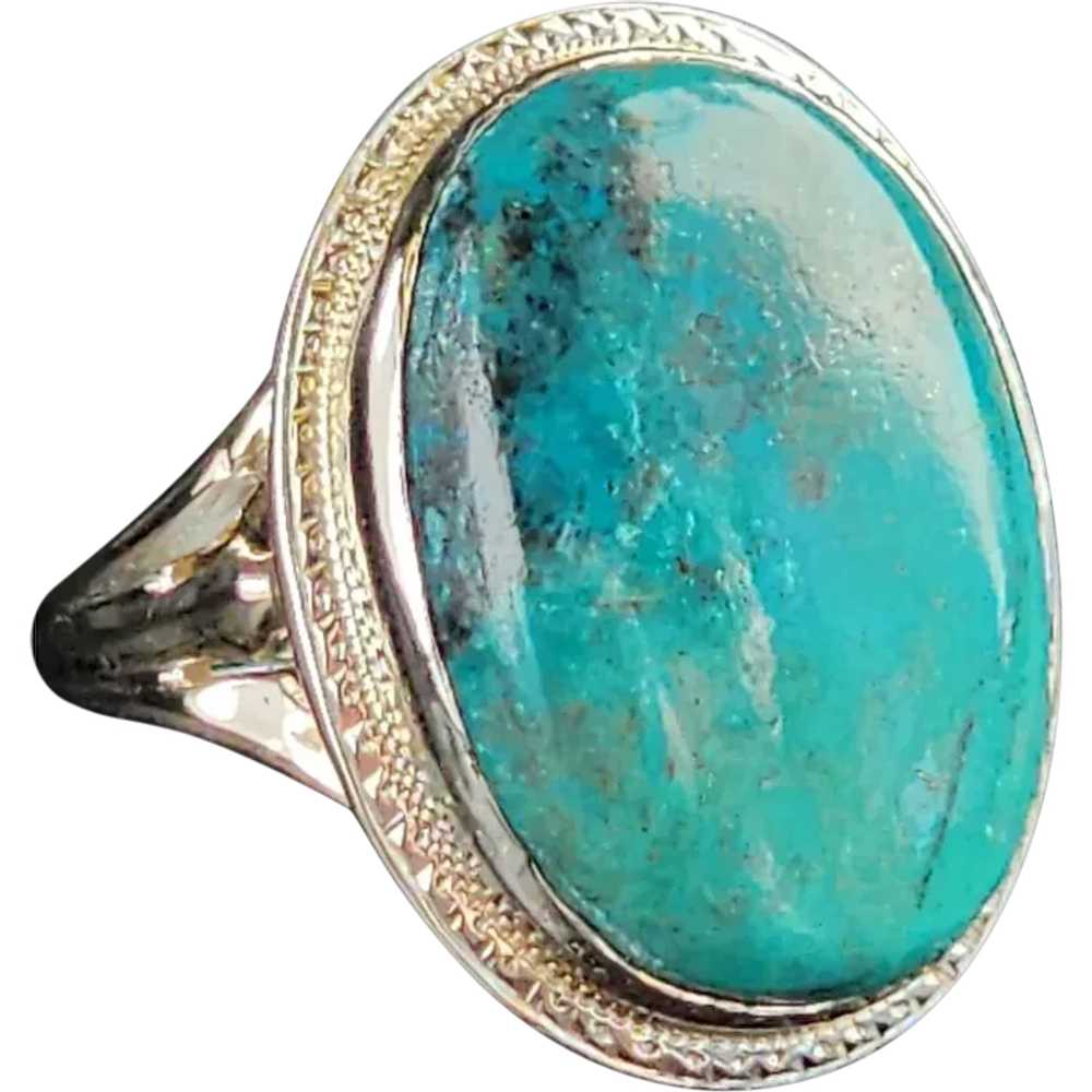Vintage Ring Sonoran Natural Turquoise 14K White … - image 1